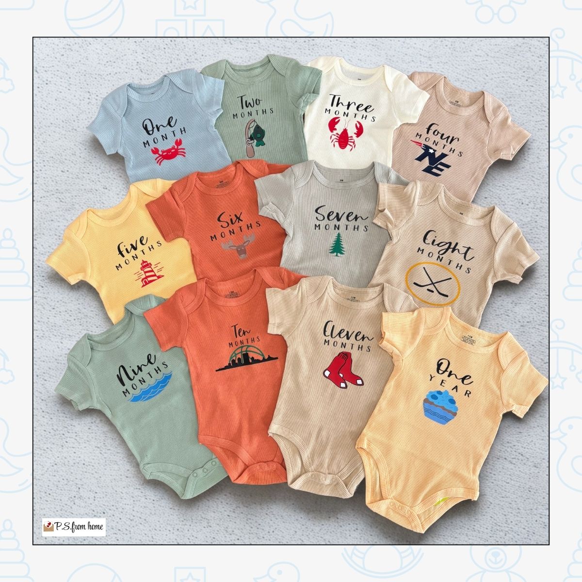 Welcome to the World • 12-Month Milestone Onesie Set (Newborn–12 Months)