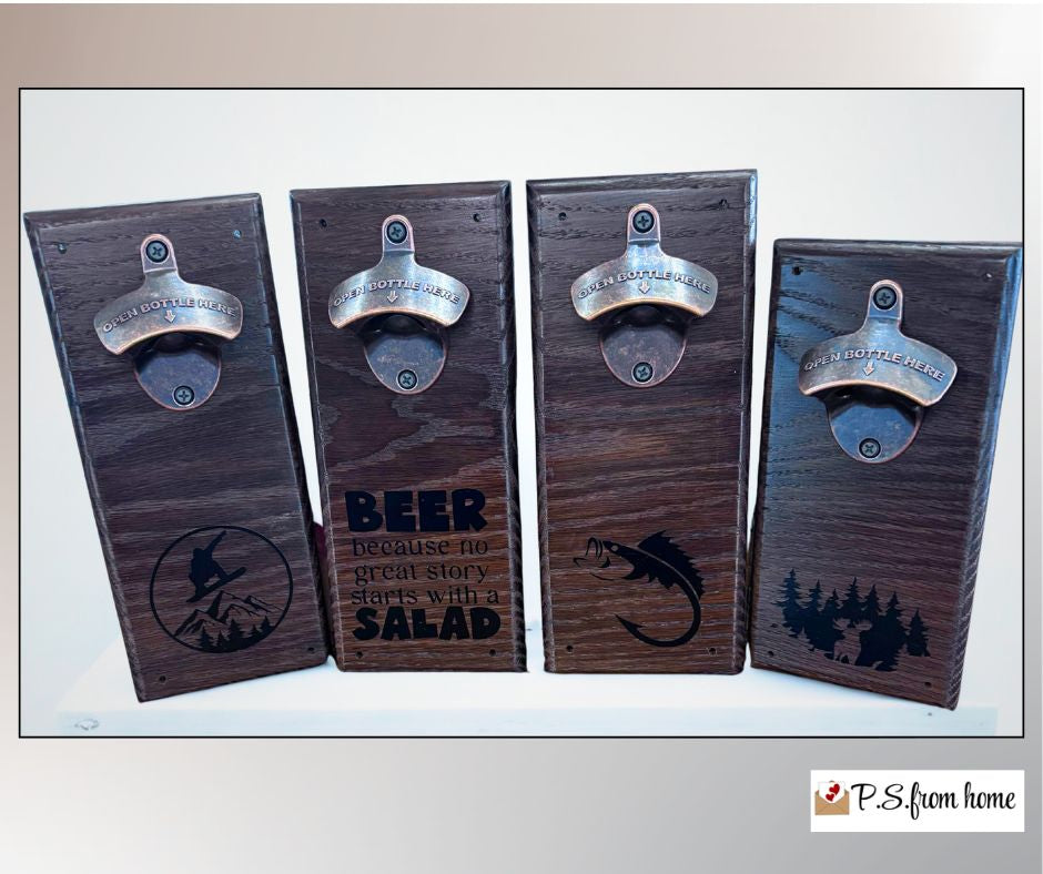 Personalized Walnut Hardwood Bottle Opener