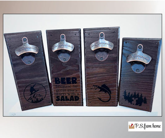 Personalized Walnut Hardwood Bottle Opener